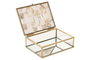 DKD Home Decor Joyero Scandi Blanco y Dorado de Cristal y Metal con Detalles de Nácar, 11 x 14 x 4.7 cm - Pack de 4 Unidades