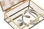 DKD Home Decor Joyero Scandi Blanco y Dorado de Cristal y Metal con Detalles de Nácar, 11 x 14 x 4.7 cm - Pack de 4 Unidades