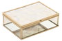 DKD Home Decor Joyero Scandi Blanco y Dorado de Cristal y Metal con Detalles de Nácar, 11 x 14 x 4.7 cm - Pack de 4 Unidades