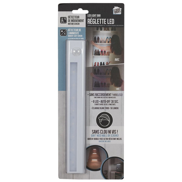 Lámpara LED con Sensor de Movimiento Je cherche une Idee, Iluminación Blanco Frío 50 Lumens, Adhesivo de Colocación Lámpara LED con Sensor de Movimiento Je cherche une Idee, Iluminación Blanco Frío 50 Lumens, Adhesivo de Colocación