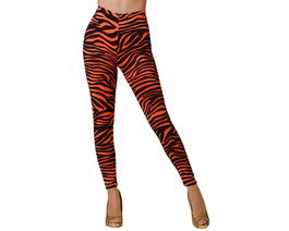 Leggings Naranja Con Franjas Negras Adulto Carnaval Festivales Fiestas Neon