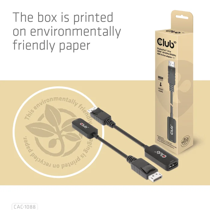 CLUB-3D Adaptador Activo DisplayPort 1.4 a HDMI 4K120Hz/8K60Hz HDR