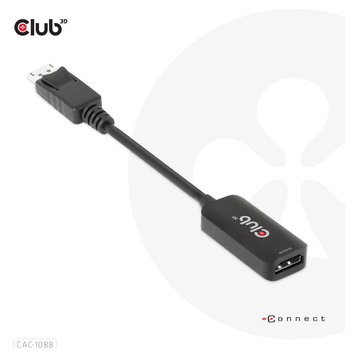 Club 3D Adaptador Activo DisplayPort 1.4 a HDMI HDR 4K 120Hz / 8K 60Hz, Cable 0.21 m, Macho a Hembra, Negro Club 3D Adaptador Activo DisplayPort 1.4 a HDMI HDR 4K 120Hz / 8K 60Hz, Cable 0.21 m, Macho a Hembra, Negro