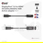 Club 3D Adaptador Activo DisplayPort 1.4 a HDMI HDR 4K 120Hz / 8K 60Hz, Cable 0.21 m, Macho a Hembra, Negro