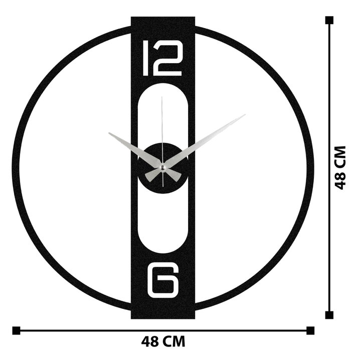 Wallity Reloj de Pared Decorativo Metal Negro 48 x 48 cm