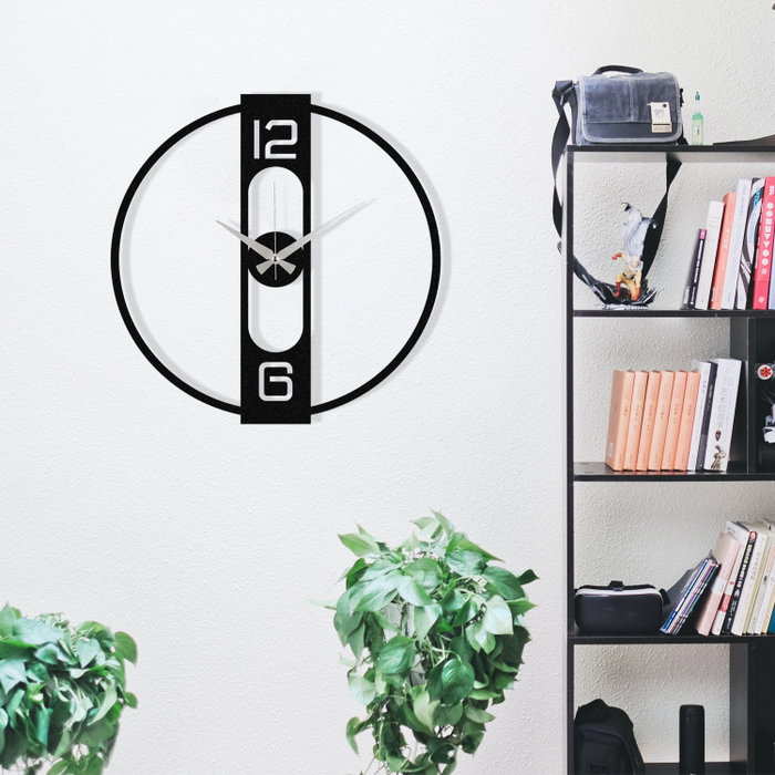 Wallity Reloj de Pared Decorativo Metal Negro 48 x 48 cm