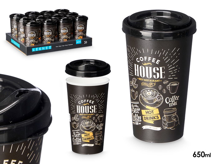 Leknes Vaso Plástico para Llevar 650 ml - Negro (9.5 x 17 x 9.5 cm) (Set de 24) Leknes Vaso Plástico para Llevar 650 ml - Negro (9.5 x 17 x 9.5 cm) (Set de 24)
