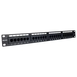 Phasak Patch Panel PU 2971, 24 Puertos Cat.6A FTP Dual Block, Panel de Transferencia 1U para Rack 19 Pulgadas