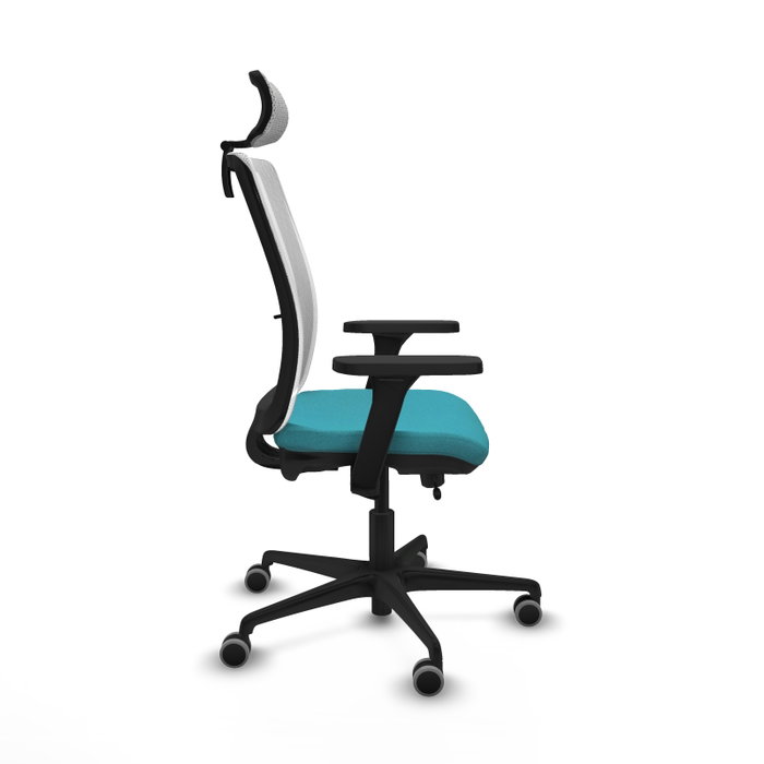 PIQUERAS Y CRESPO Silla de oficina Haches con mecanismo Sincro/Traslack, Turquesa y Blanco