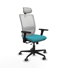 PIQUERAS Y CRESPO Silla de oficina Haches con mecanismo Sincro/Traslack, Turquesa y Blanco