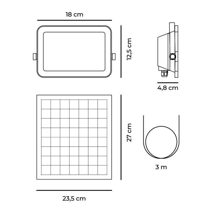 Edm Foco proyector LED solar 100 W 1200 lm 3CCT Edm Foco proyector LED solar 100 W 1200 lm 3CCT