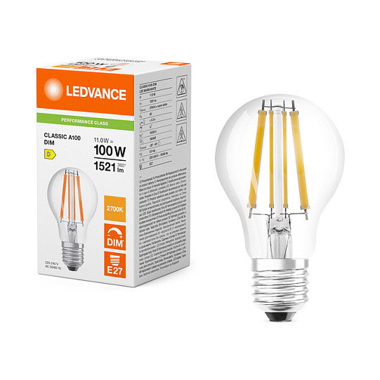 Osram CLA100DIM 11W 827 FILCL E27 P LED Lampe 1521lm 2700K E27 dimm