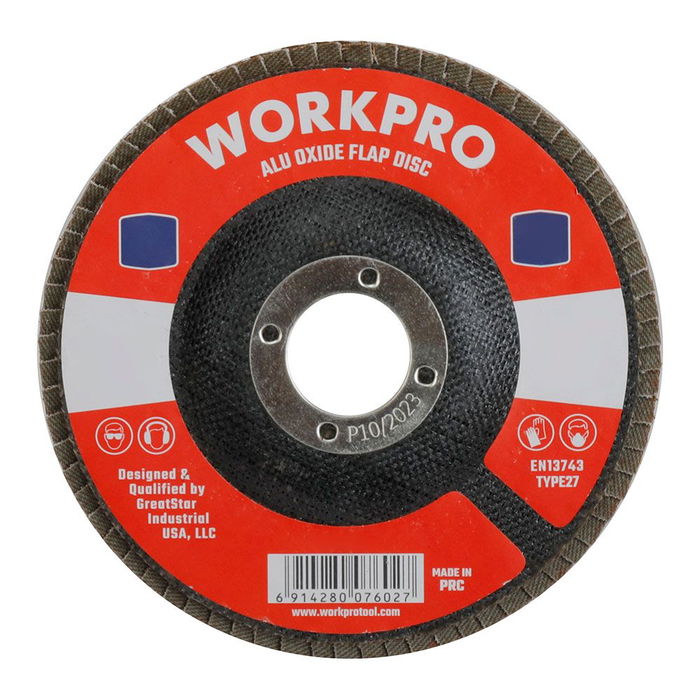 Workpro Disco Láminas Convexo Ø115 x 22,2 mm Grano 80 para Hierro Fundido, Acero y Madera