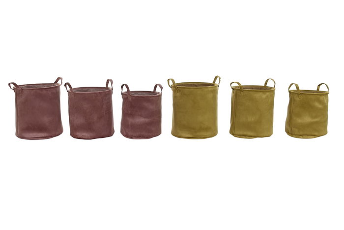 DKD Home Decor Set de 3 Cestas de Poliéster en Colores Surtidos DKD Home Decor Set de 3 Cestas de Poliéster en Colores Surtidos