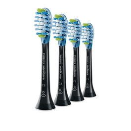 Philips C34B/HX9044/33 Cabezal de Cepillo de Dientes Recambio Sónico Negro - Pack de 4 Unidades