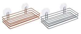 DKD Home Decor Set de 2 Estantes Metálicos para Ducha, Naranja y Gris