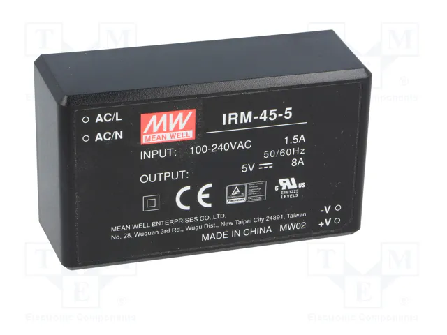 MEAN WELL IRM-45-5 Convertidor AC/DC 40W 5VDC 8A