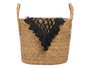 Giftdecor Macetero Mimbre Macramé Pompón Negro Grande 32x36x32 cm (Set de 6)