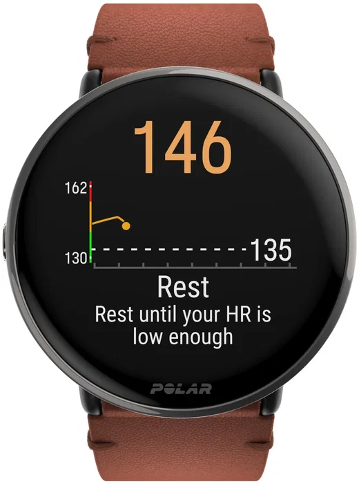 Polar Ignite 3 Titanium Reloj Deportivo con GPS Correa Marrón Piel M/L Mujer Hombre