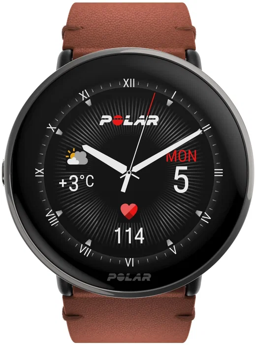 Polar Ignite 3 Titanium Reloj Deportivo con GPS Correa Marrón Piel M/L Mujer Hombre