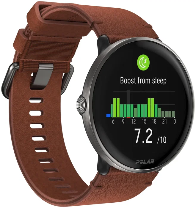Polar Ignite 3 Titanium Reloj Deportivo con GPS Correa Marrón Piel M/L Mujer Hombre