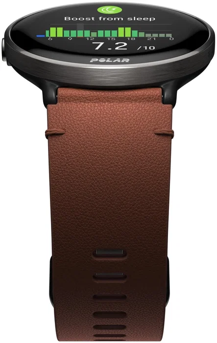 Polar Ignite 3 Titanium Reloj Deportivo con GPS Correa Marrón Piel M/L Mujer Hombre