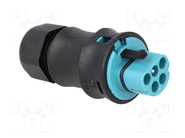 WIELAND Conector industrial redondo macho RST de 5 pines, 250V, azul turquesa