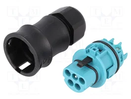 WIELAND Conector industrial redondo macho RST de 5 pines, 250V, azul turquesa