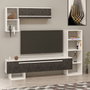 Hanah Home Mueble de TV Royal Marble Blanco y Negro con Estante Pared 209x123.6x27.7 cm