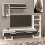 Hanah Home Mueble de TV Royal Marble Blanco y Negro con Estante Pared 209x123.6x27.7 cm