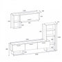 Hanah Home Mueble de TV Royal Marble Blanco y Negro con Estante Pared 209x123.6x27.7 cm
