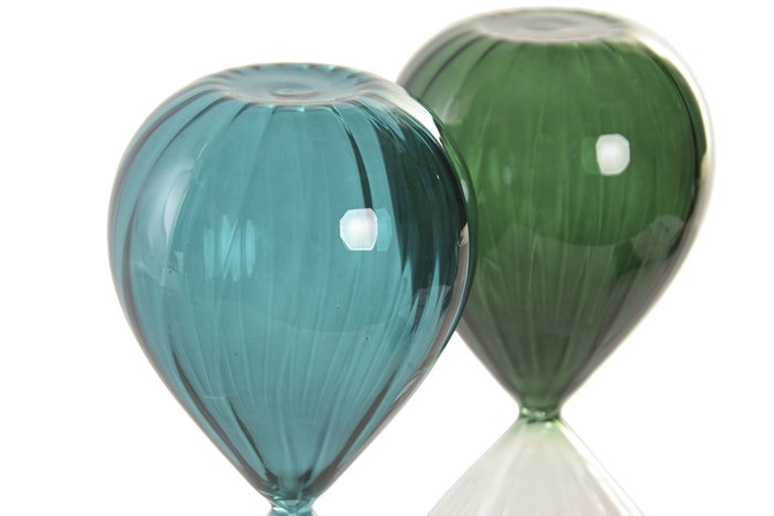 DKD Home Decor Reloj de Arena de Cristal 30 Min Verde Oscuro Tropical Palm