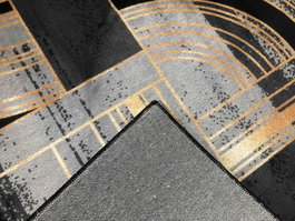 DKD Home Decor Alfombra Geométri Negro Dorado 240 x 0.4 x 60 cm (2 Unidades) Poliester