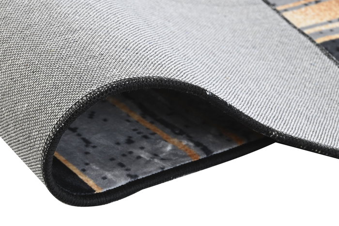DKD Home Decor Alfombra Geométri Negro Dorado 240 x 0.4 x 60 cm (2 Unidades) Poliester