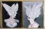 DKD Home Decor Cuadro Aluminio MDF Mujer Plumas Pack de 2