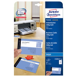 AVERY Zweckform Tarjetas de visita C32015-10 blanco mate, 80 unidades