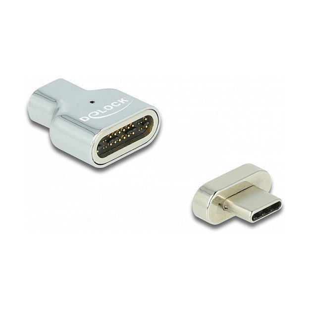 DeLOCK Adaptador Magnético Thunderbolt 3/USB Type-C 8K 30 Hz Macho a Hembra Plata