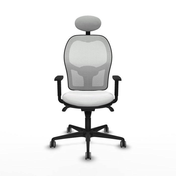 PIQUERAS Y CRESPO Silla de oficina Jorquera con mecanismo Sincro, Tela Blanca, Cabecero Fijo y Ruedas 65mm PIQUERAS Y CRESPO Silla de oficina Jorquera con mecanismo Sincro, Tela Blanca, Cabecero Fijo y Ruedas 65mm