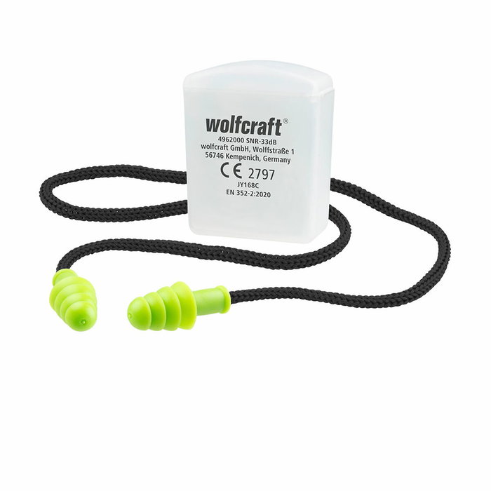 Wolfcraft Tapones de protección con cordón y estuche Wolfcraft Tapones de protección con cordón y estuche