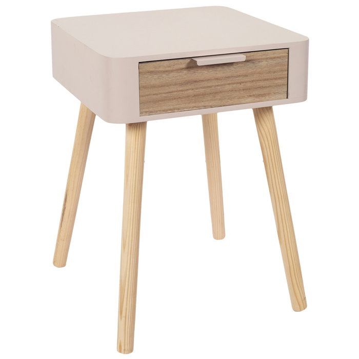 Home Deco Factory Mesita De Noche Con Cajón Rosa Essentiel 35x40 cm h.48 cm