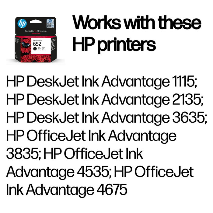 HP Cartucho de Tinta Original 652 Negro