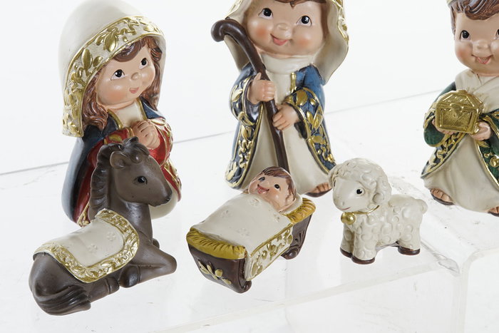 DKD Home Decor Set de Nacimiento de 9 Piezas en Resina Multicolor DKD Home Decor Set de Nacimiento de 9 Piezas en Resina Multicolor