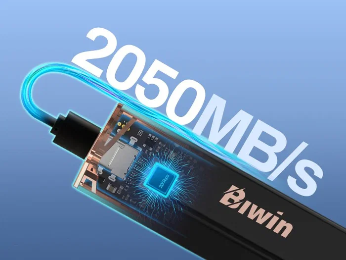 Biwin PD2000 SSD Externo 2TB USB Tipo C USB 3.2 Gen 2x2 - 2050 MB/s de Lectura, Color Púrpura