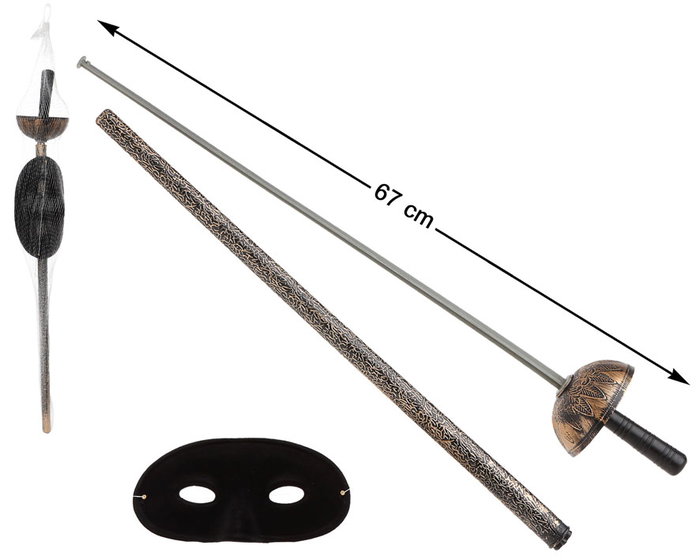 Florete Clásico con Funda y Antifaz en Color Bronce Dorado, 67 cm Florete Clásico con Funda y Antifaz en Color Bronce Dorado, 67 cm