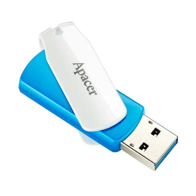 Apacer AH357 - Unidad Flash USB 64 GB Tipo A 3.2 Gen 1 (USB 3.1) con Diseño Giratorio, Color Azul y Blanco