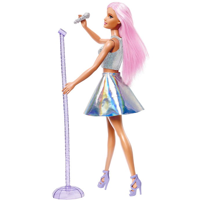 Barbie Muñeca Tú Puedes Ser Pop Star JCW42 Mattel Cantante con Conjunto Brillante y Pelo Rosa para Niñas +3 Años Barbie Muñeca Tú Puedes Ser Pop Star JCW42 Mattel Cantante con Conjunto Brillante y Pelo Rosa para Niñas +3 Años