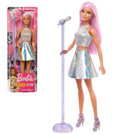 Barbie Muñeca Tú Puedes Ser Pop Star JCW42 Mattel Cantante con Conjunto Brillante y Pelo Rosa para Niñas +3 Años