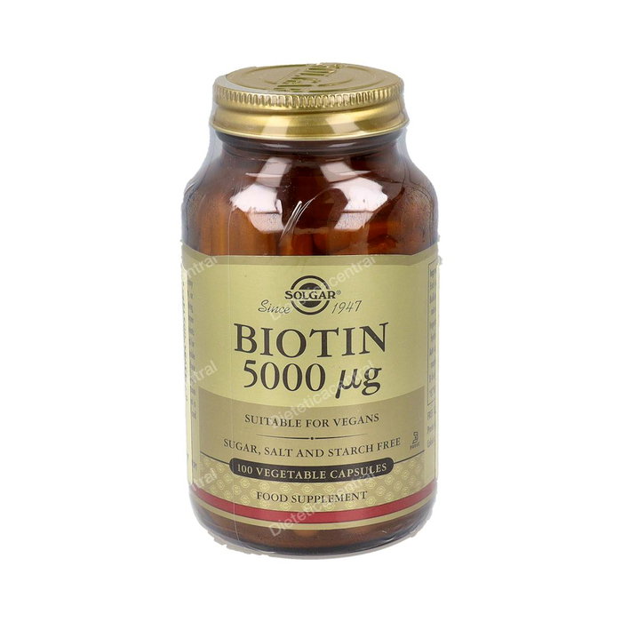 SOLGAR Biotina 5000mcg 100 Cápsulas - Apoyo para Cabello, Piel y Uñas - Vitamina B8 - Vegano SOLGAR Biotina 5000mcg 100 Cápsulas - Apoyo para Cabello, Piel y Uñas - Vitamina B8 - Vegano