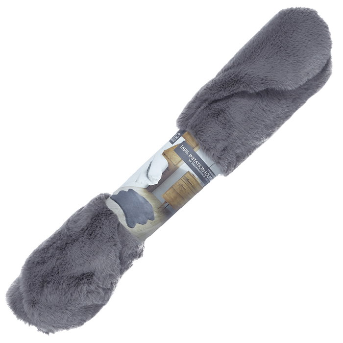 Home Deco Factory Alfombra Pelo Gris Imitación Piel Forma Animal Suave 60x90 cm