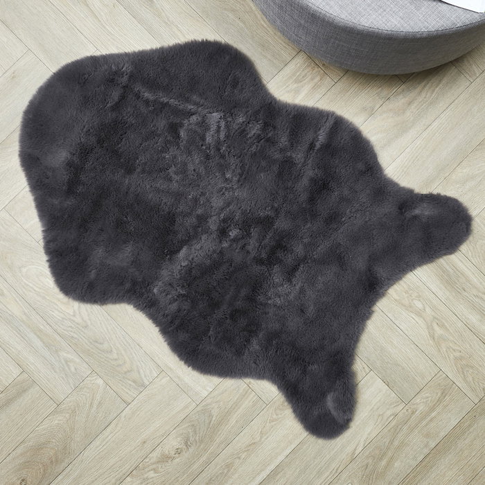 Home Deco Factory Alfombra Pelo Gris Imitación Piel Forma Animal Suave 60x90 cm